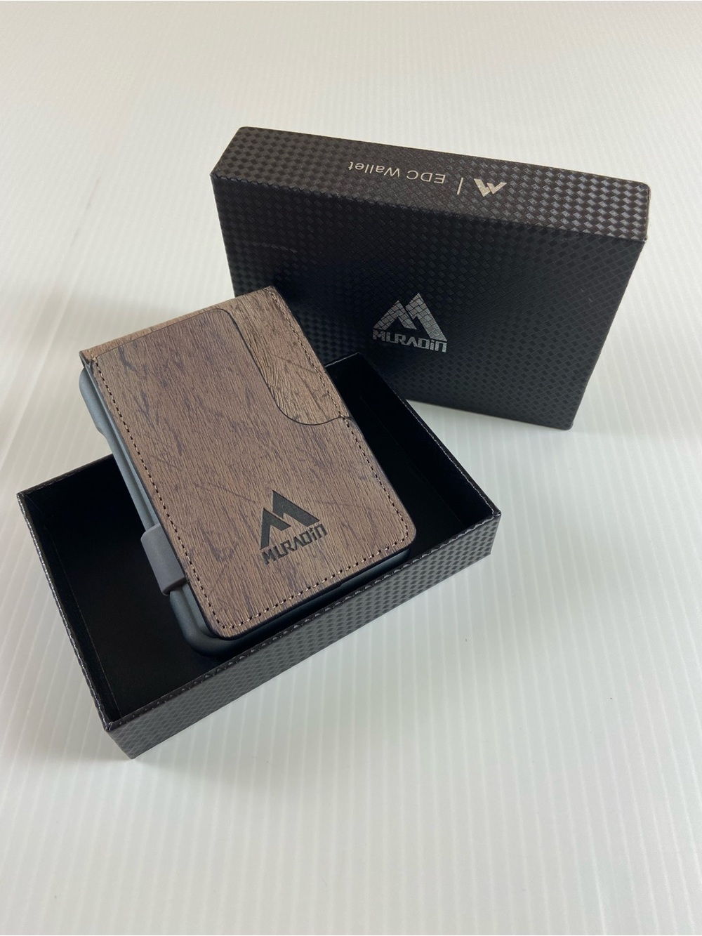 NWT Muradin V03 RFID Blocking Wallet Wood Grain Aluminum Minimalist